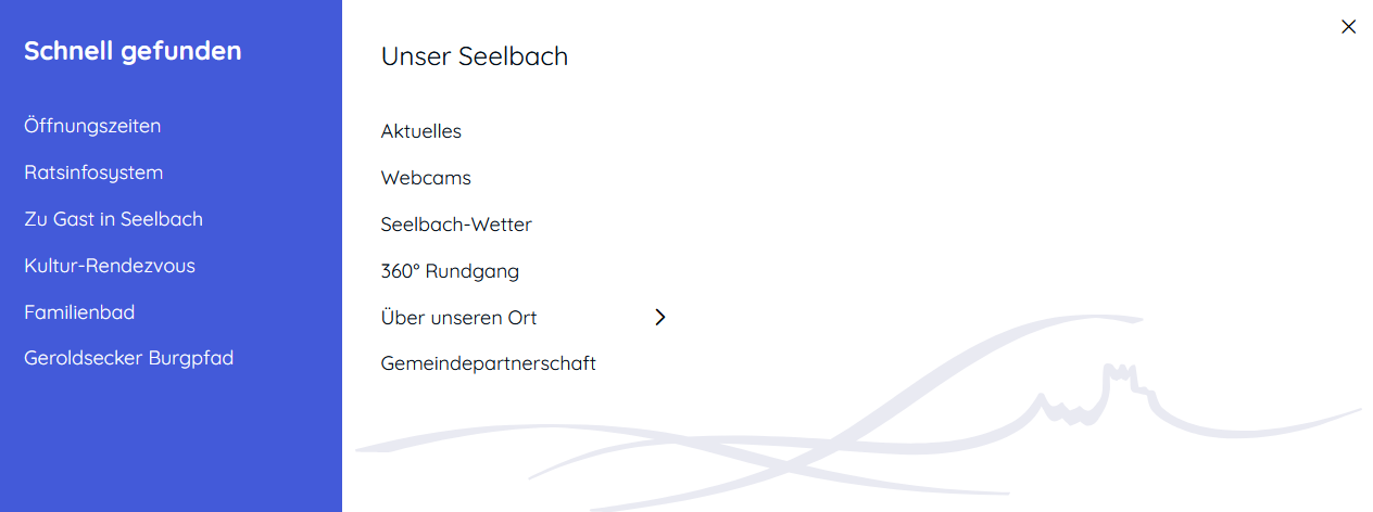 Unternavigation auf dem großen Bildschirm