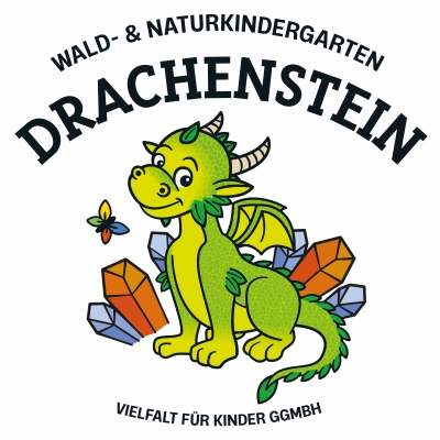 Logo mit einem Drachen und der Überschrift "Wald- & Naturkindergarten Drachenstein"